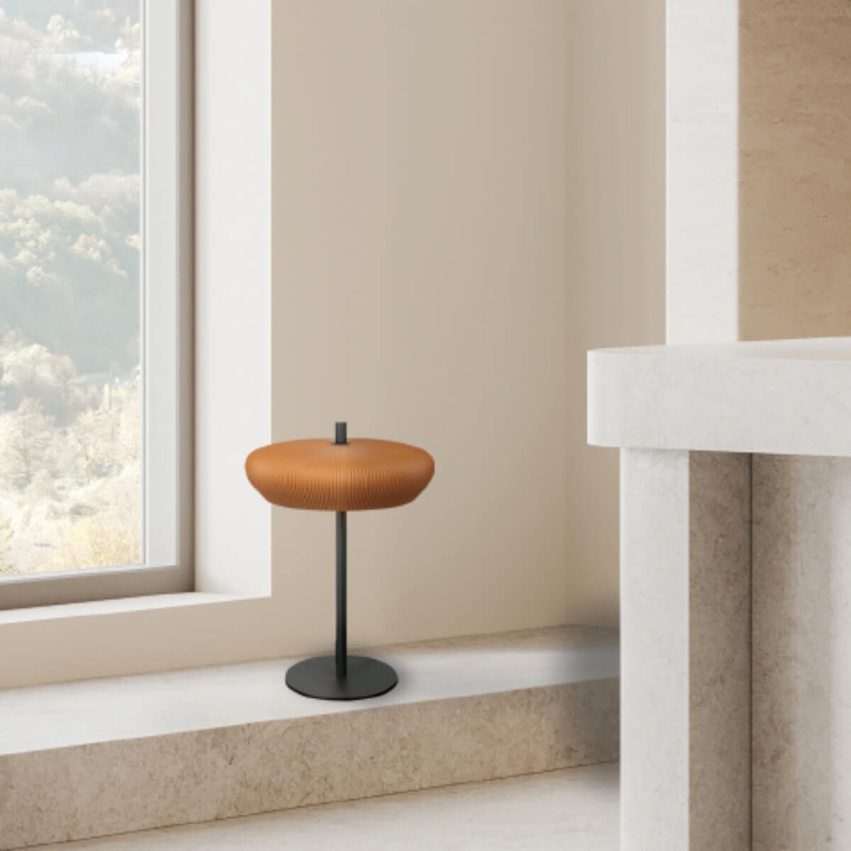Lampe sur Table ZAMBELIS 2xG9 DESIGN Terracotta et Noir Sable Sans Source 2593