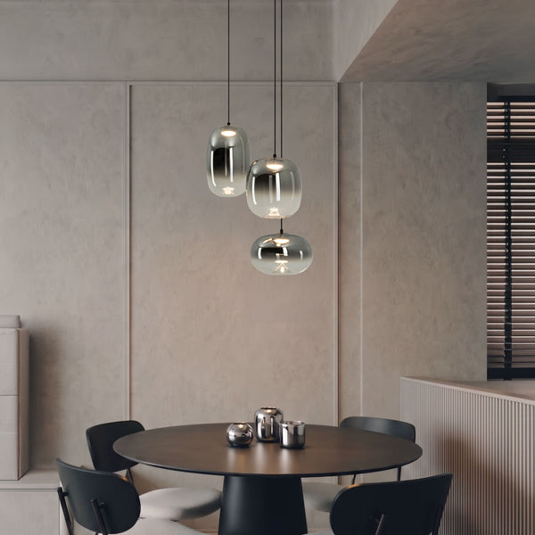Suspension ZAMBELIS 11W DESIGN Verre Fume-Noir Mat 2613