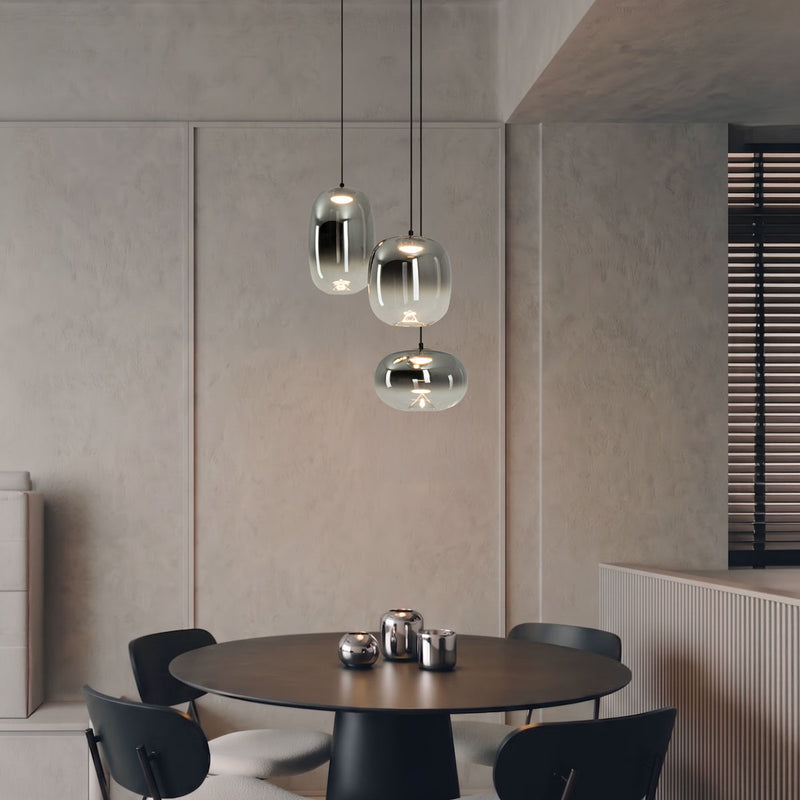Suspension ZAMBELIS 11W DESIGN Verre Fume-Noir Mat 2613