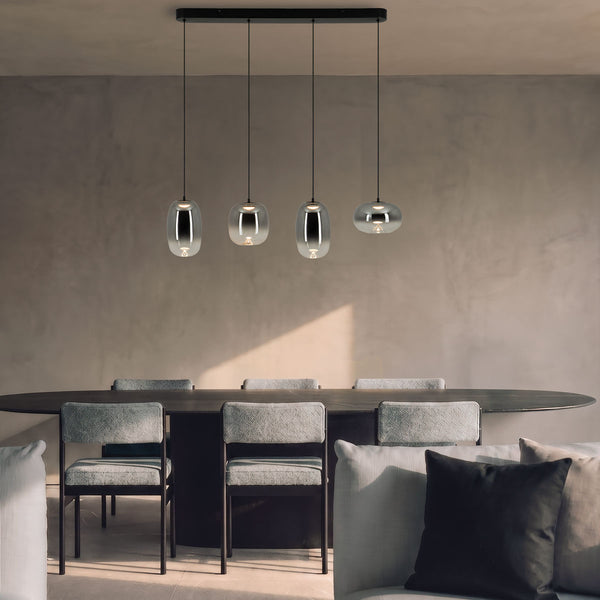 Suspension Lineaire ZAMBELIS 15W DESIGN Verre Fume-Noir Mat 2614