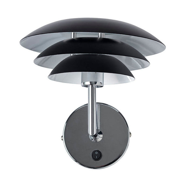 Applique murale DL20 en métal, chromé et noir mat, hauteur 23 cm