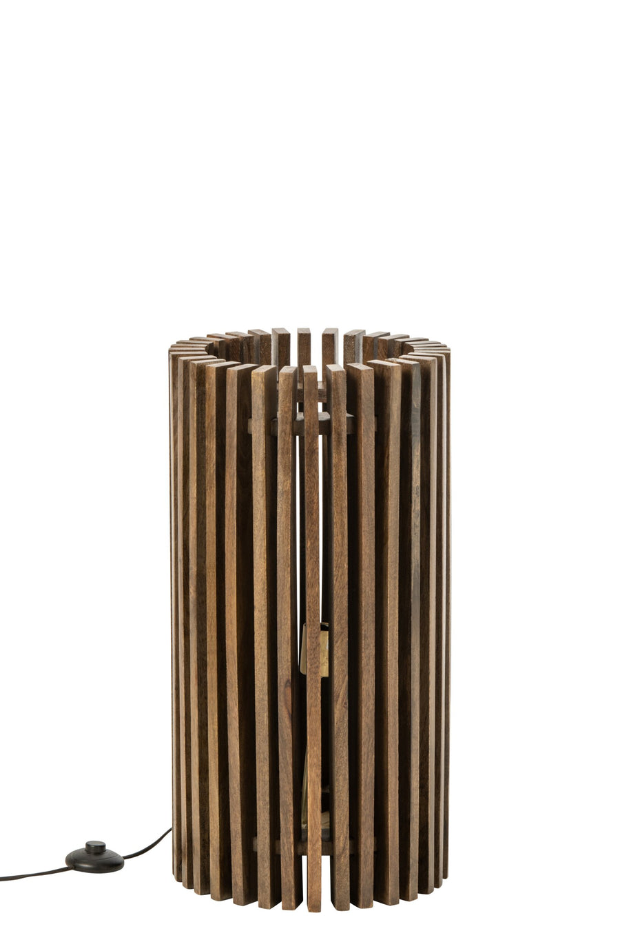 Lampe à poser côtelée en bois de manguier marron foncé