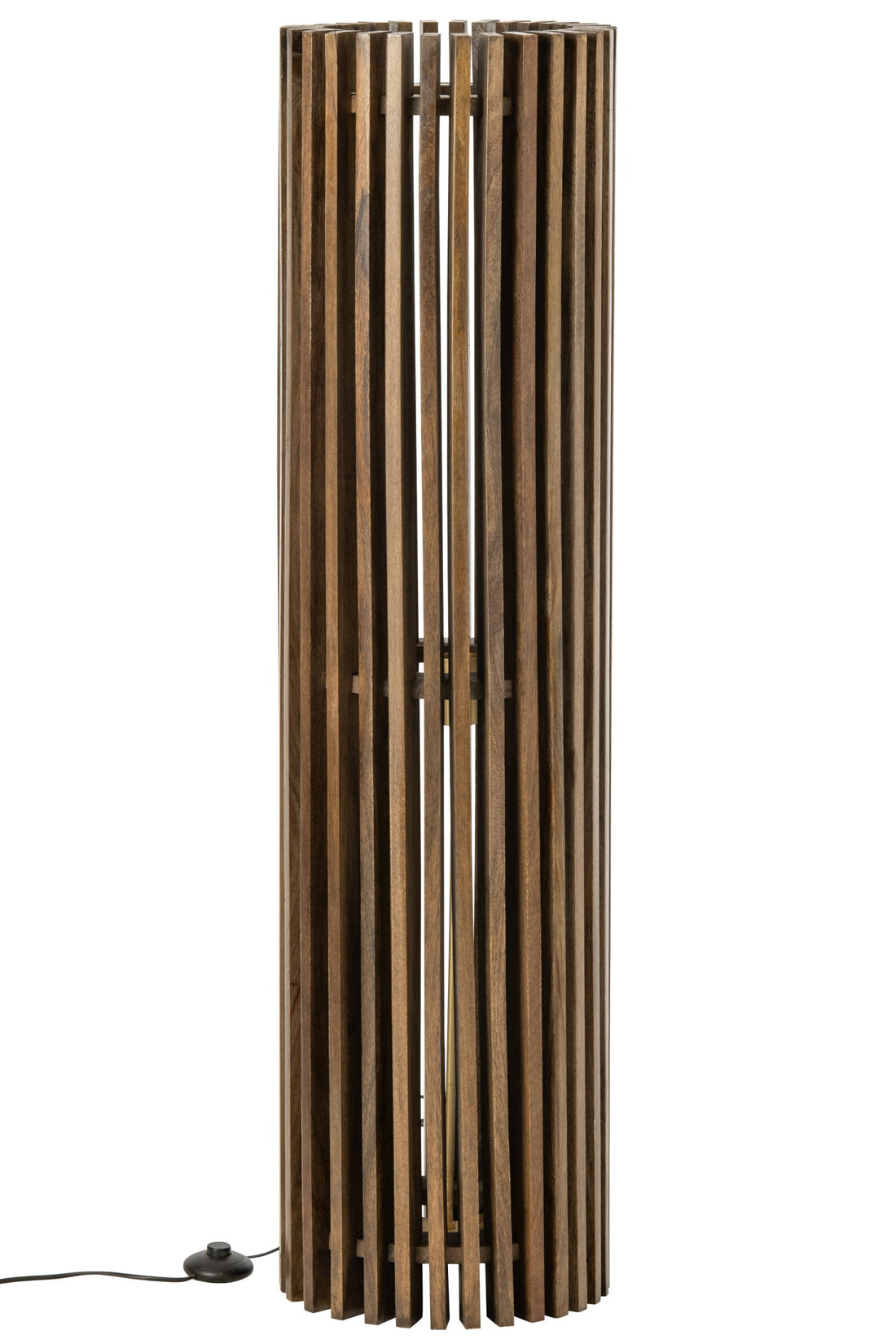 Lampadaire côtelé en bois de manguier marron foncé