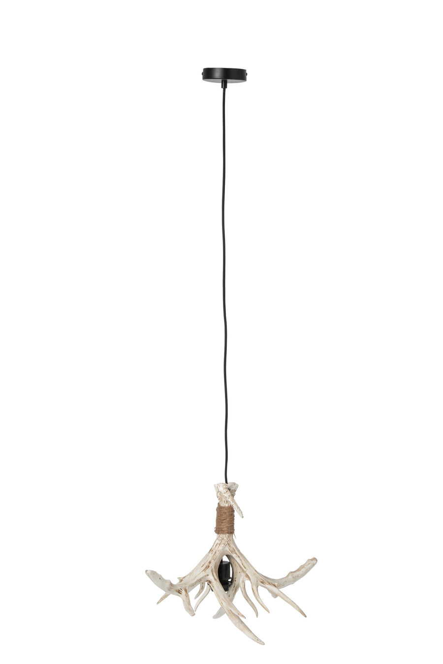 Suspension bois de cerf en polyrésine beige clair, petit modèle