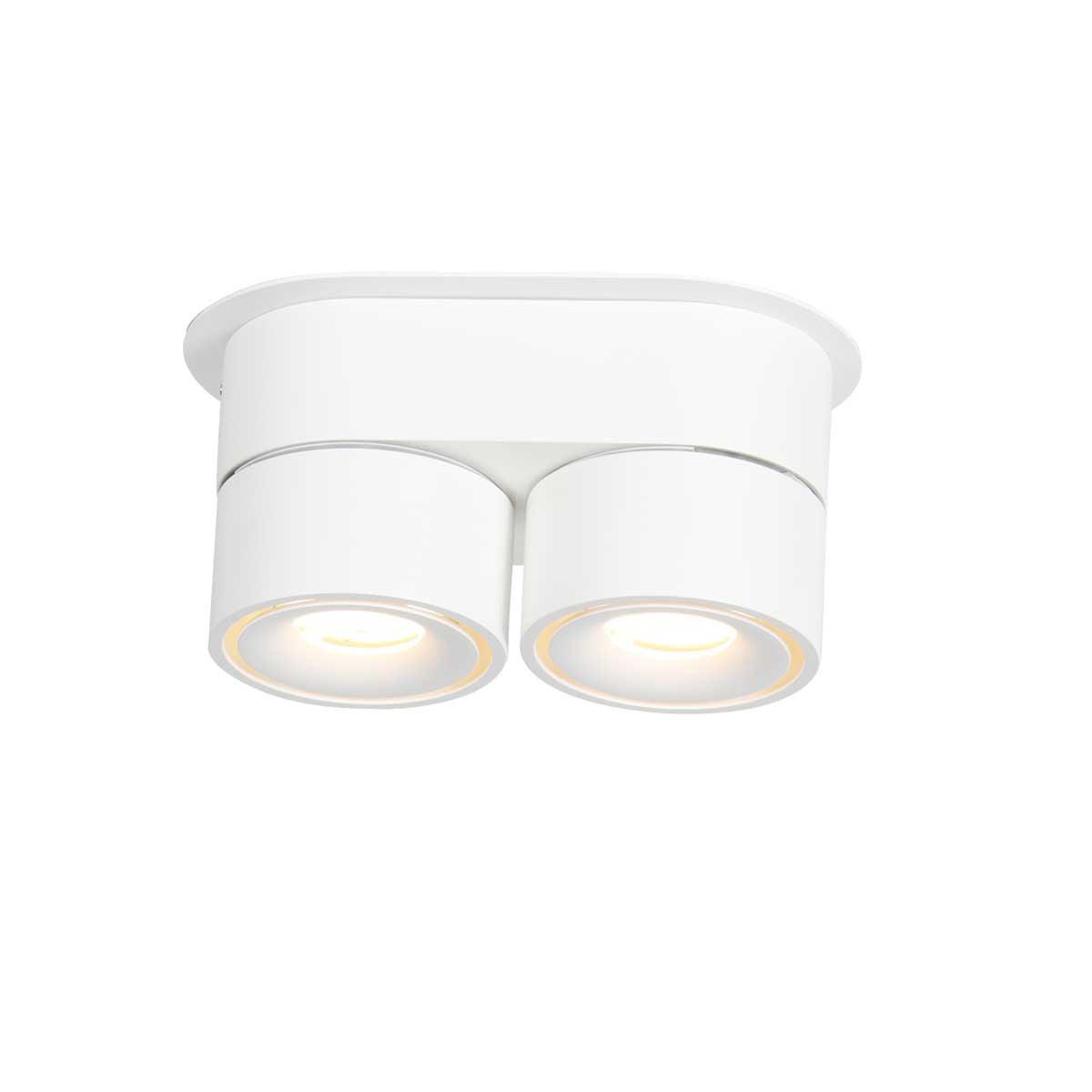 Fez 2674W 2-light white spotlight, dimmable, adjustable and tiltable