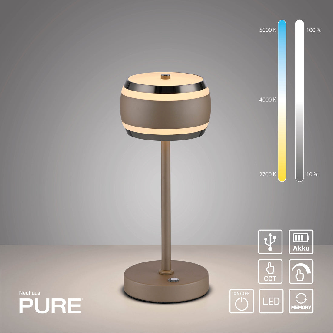 Lampe à poser Pure Falling Rings marron et chromée