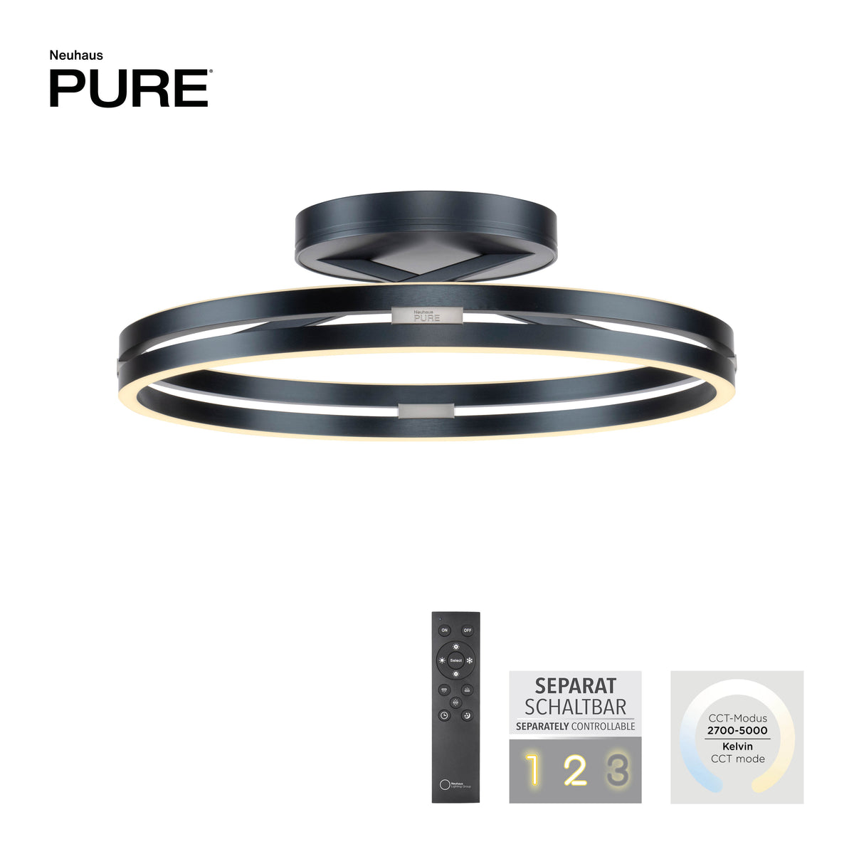 Plafonnier Pure Loop gris