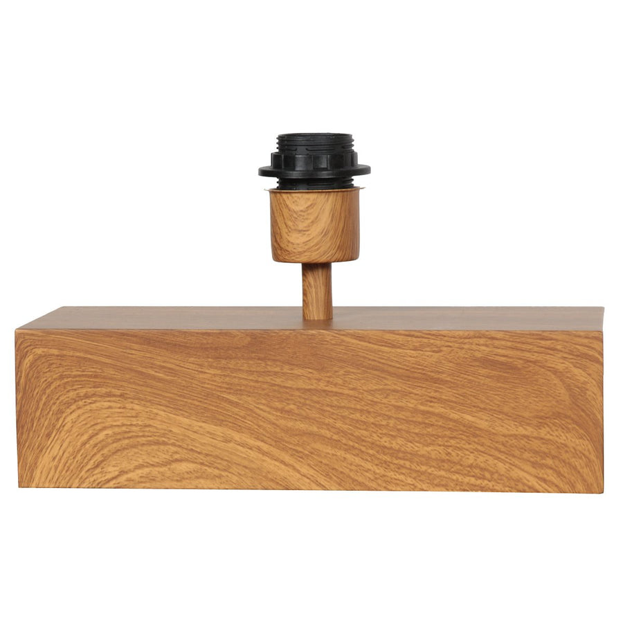 Détail de la douille noire et du support en bois, sans abat-jour.