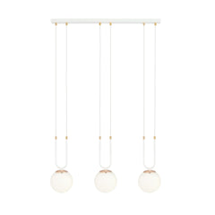 Glam 3-light pendant, white, opal glass