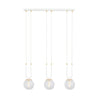 Glam 3-light pendant, white, clear glass
