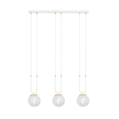 Glam 3-light pendant, white, clear glass
