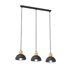 Black wood and metal pendant lights