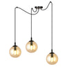 Gigi 3-light pendant, black, amber glass