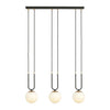 Glam 3-light pendant, black, opal glass