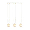 Glam 3-light pendant, white, amber glass