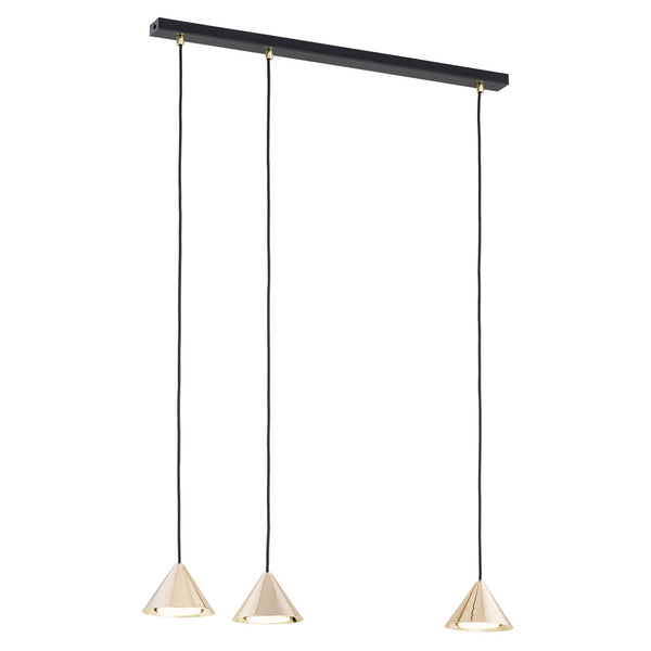 Elit 3-light pendant lamp, black and gold