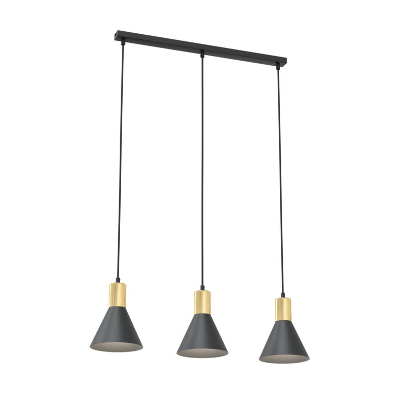 Rosa 3-light black pendant lamp