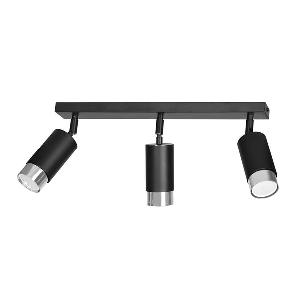Hiro 3-light ceiling light, black and chrome