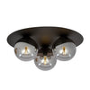 Solar 3-light ceiling light, black, graphite glass