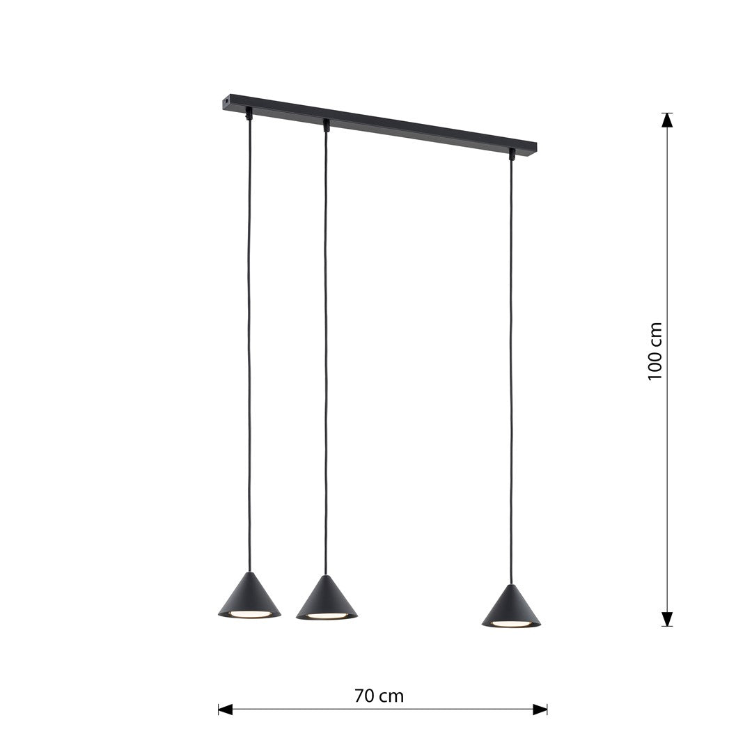 Elit 3-light black pendant light