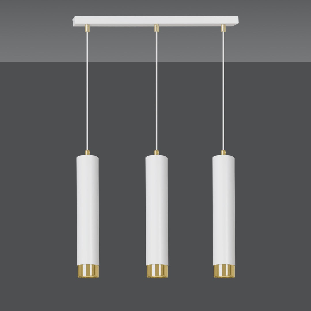 Kibo 3-light pendant lamp in white and gold