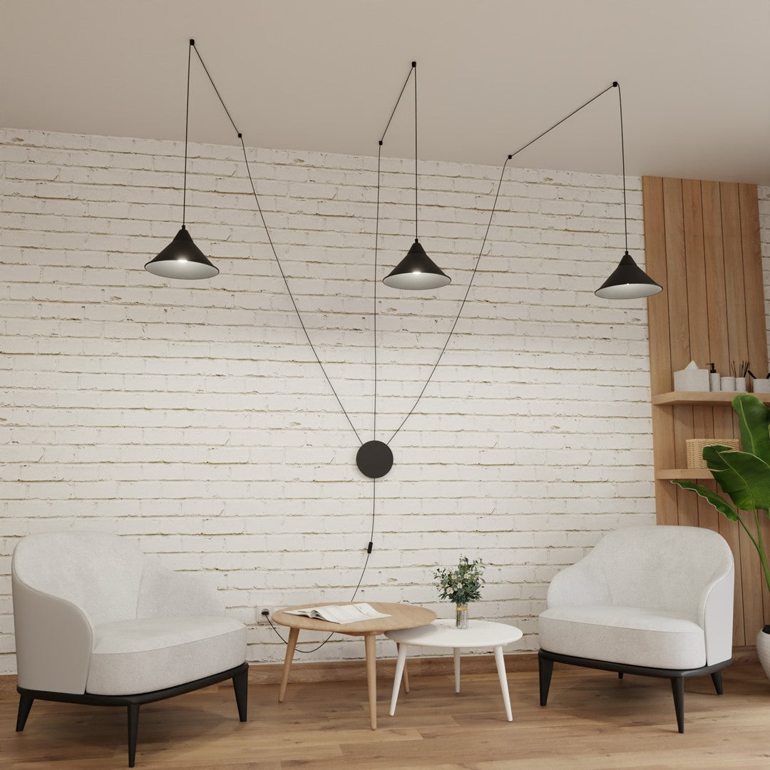 Abramo 3-light black pendant light