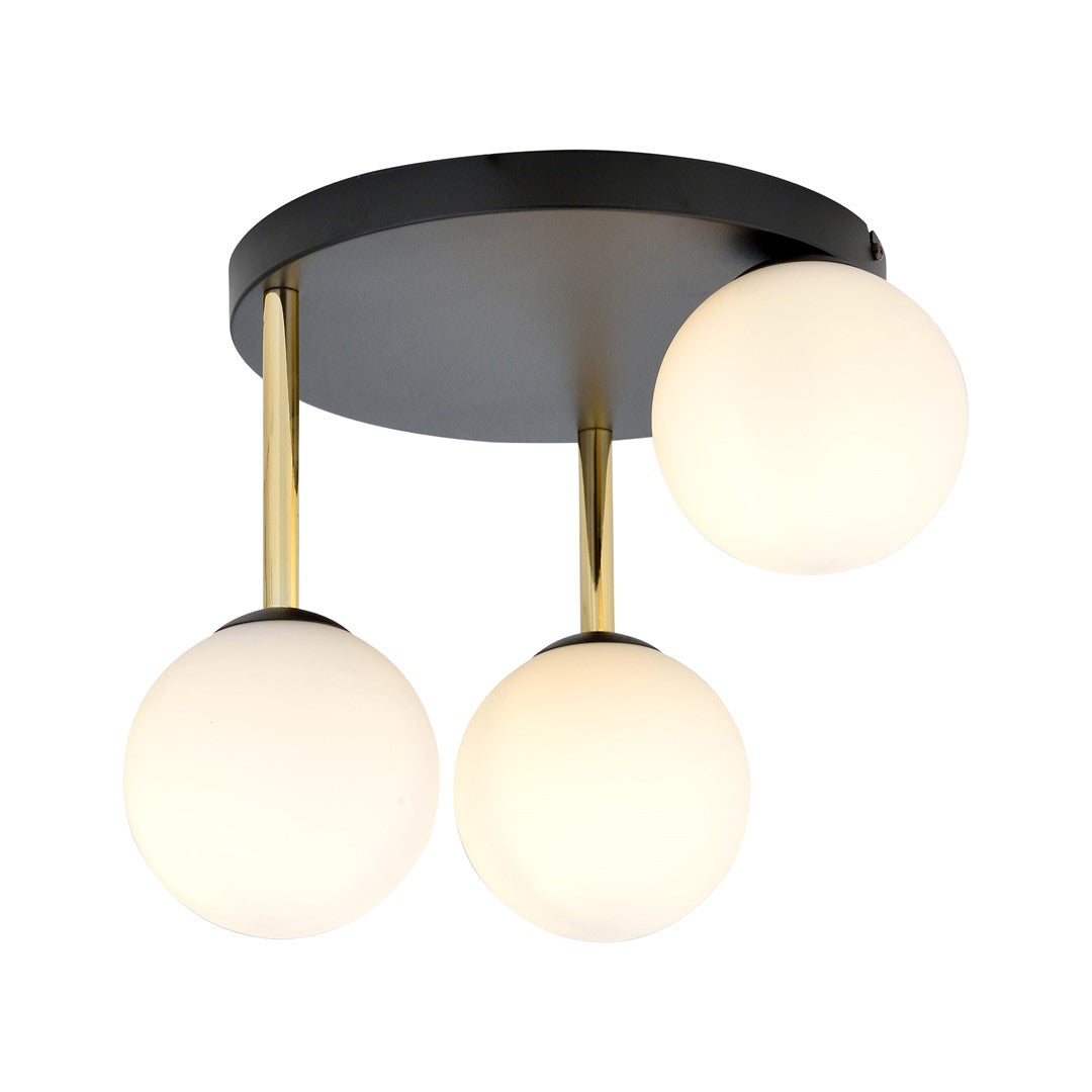Dolce 3-light ceiling lamp black, opal glass