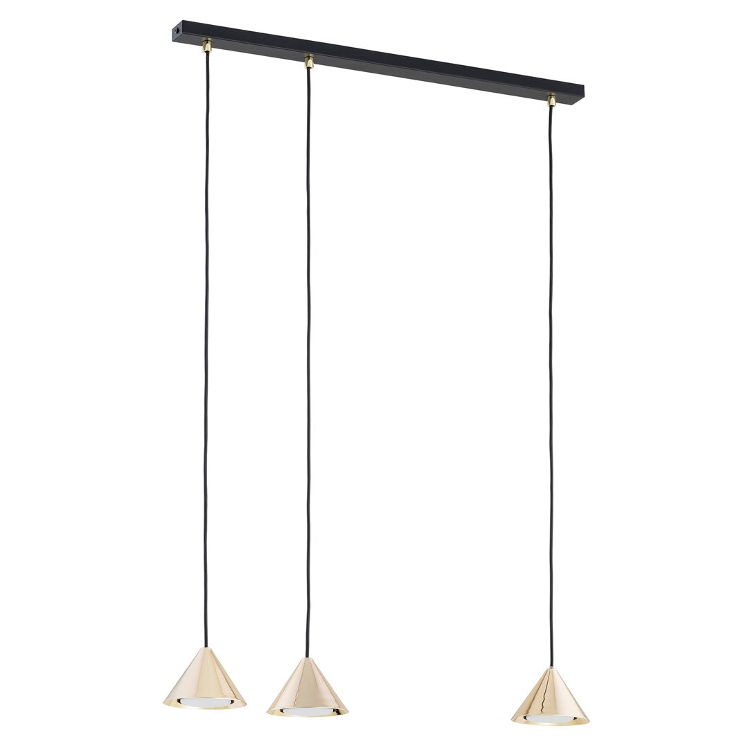 Elit 3-light pendant lamp, black and gold