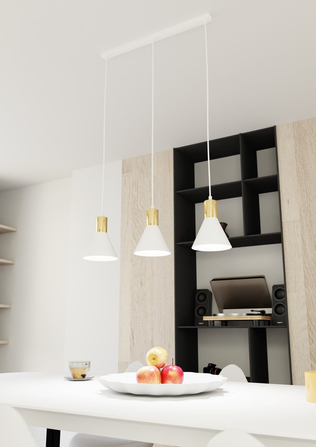 Rosa 3-light white pendant lamp