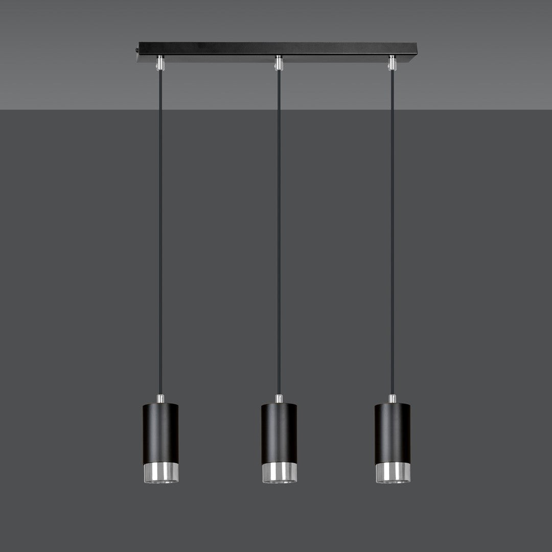 Fumiko 3-light black and chrome pendant light