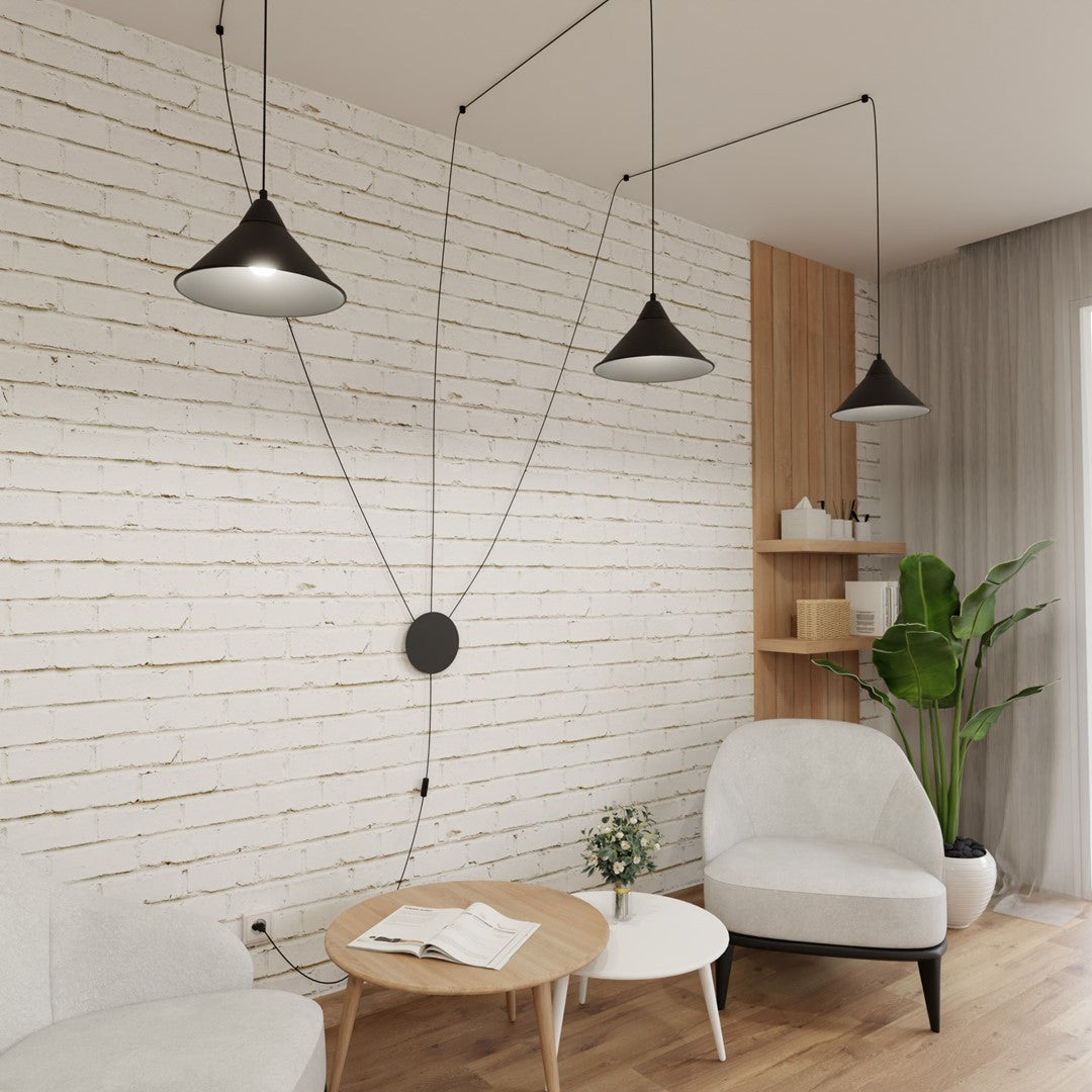 Abramo 3-light black pendant light