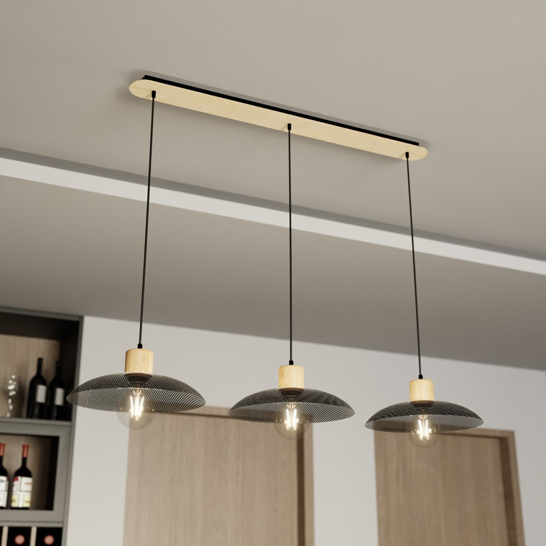 Kobe 3-light black pendant light