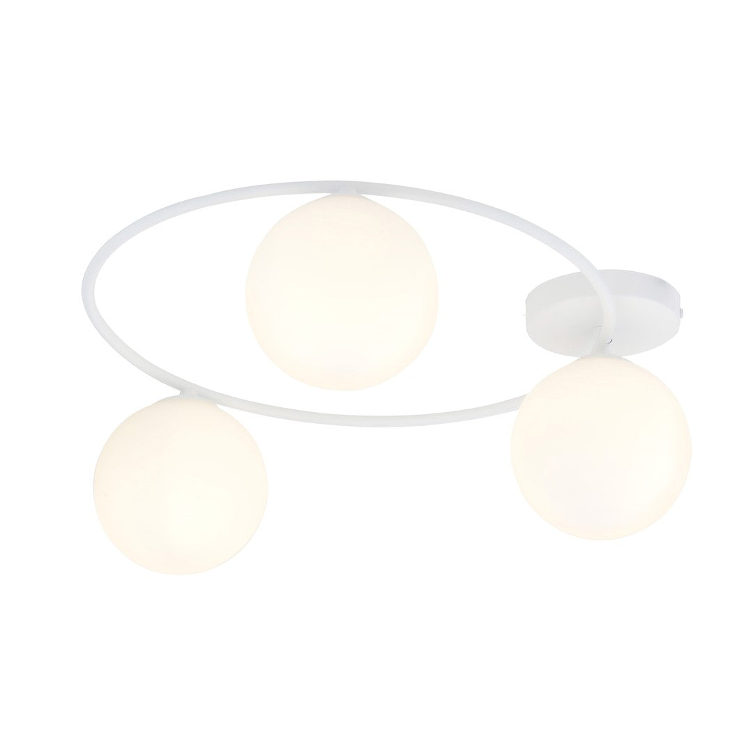 Sopra 3-light ceiling lamp white, opal glass