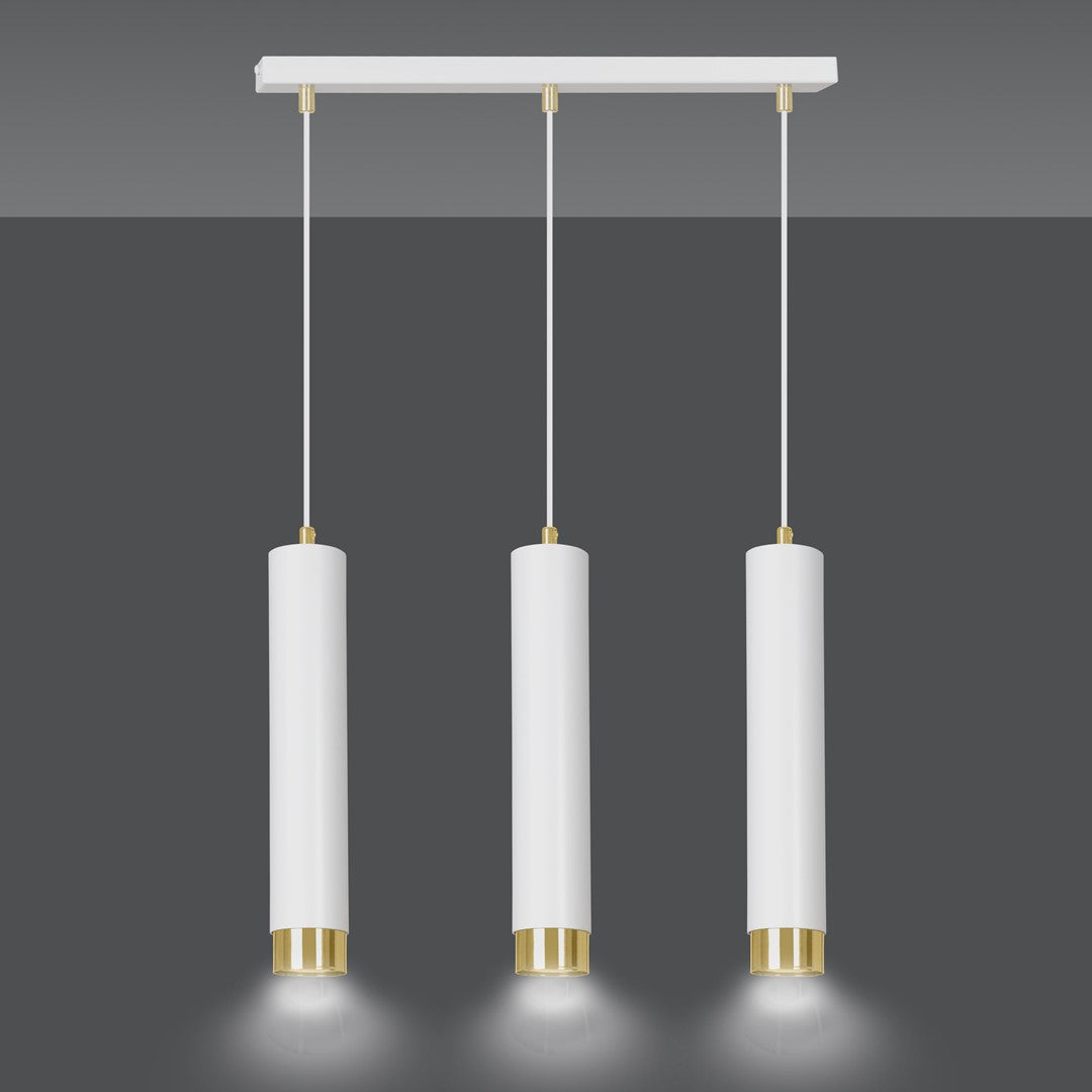Kibo 3-light pendant lamp in white and gold