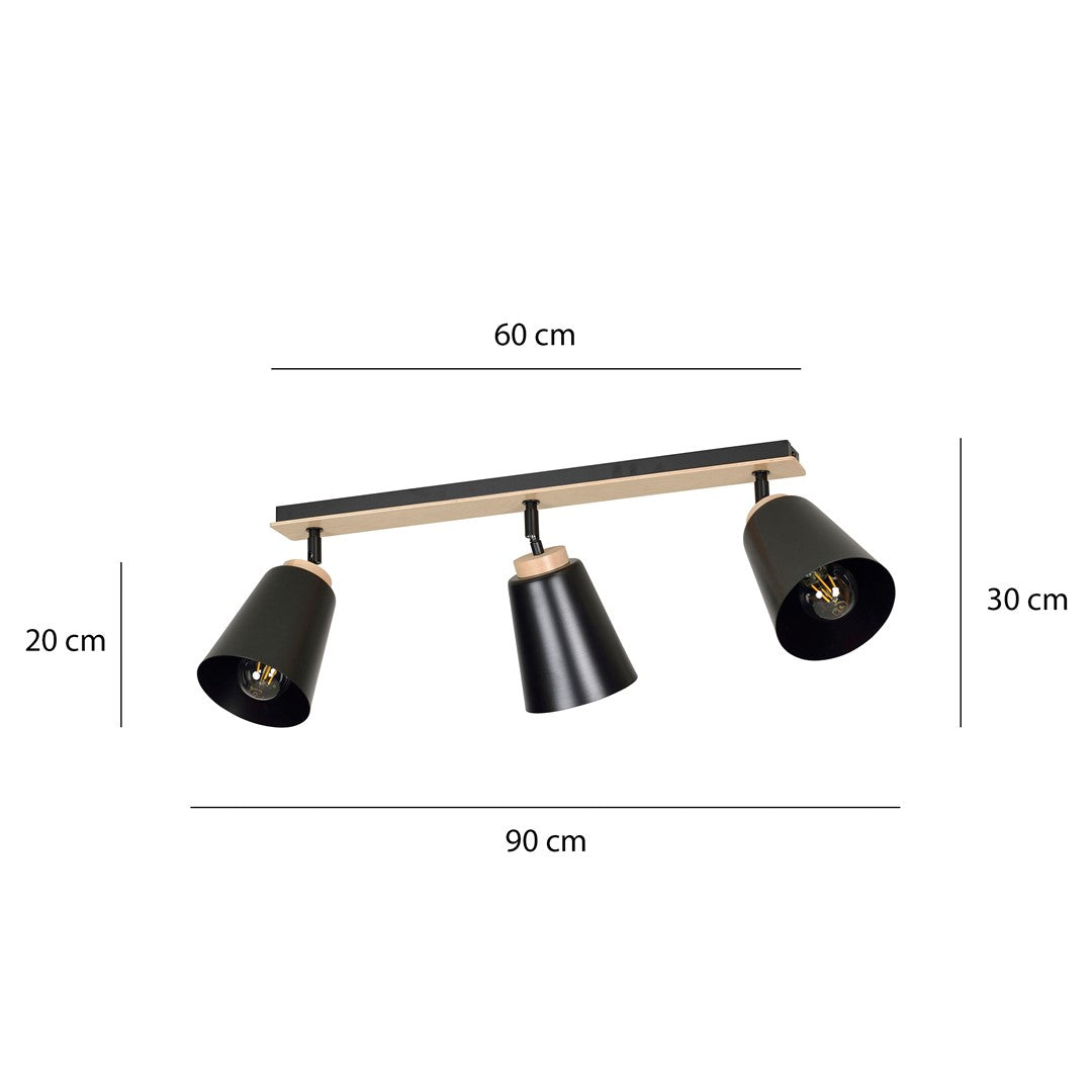 3-light black Atlas spotlight