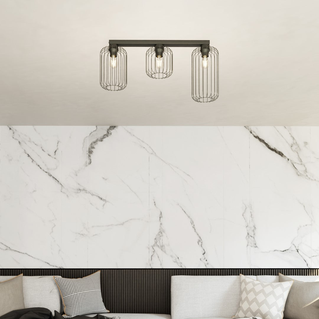 3-light Barn ceiling light black