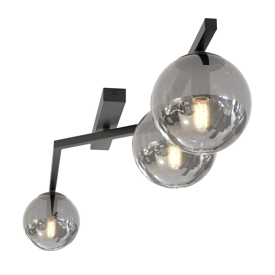 Naton 3-light ceiling light in black and graphite