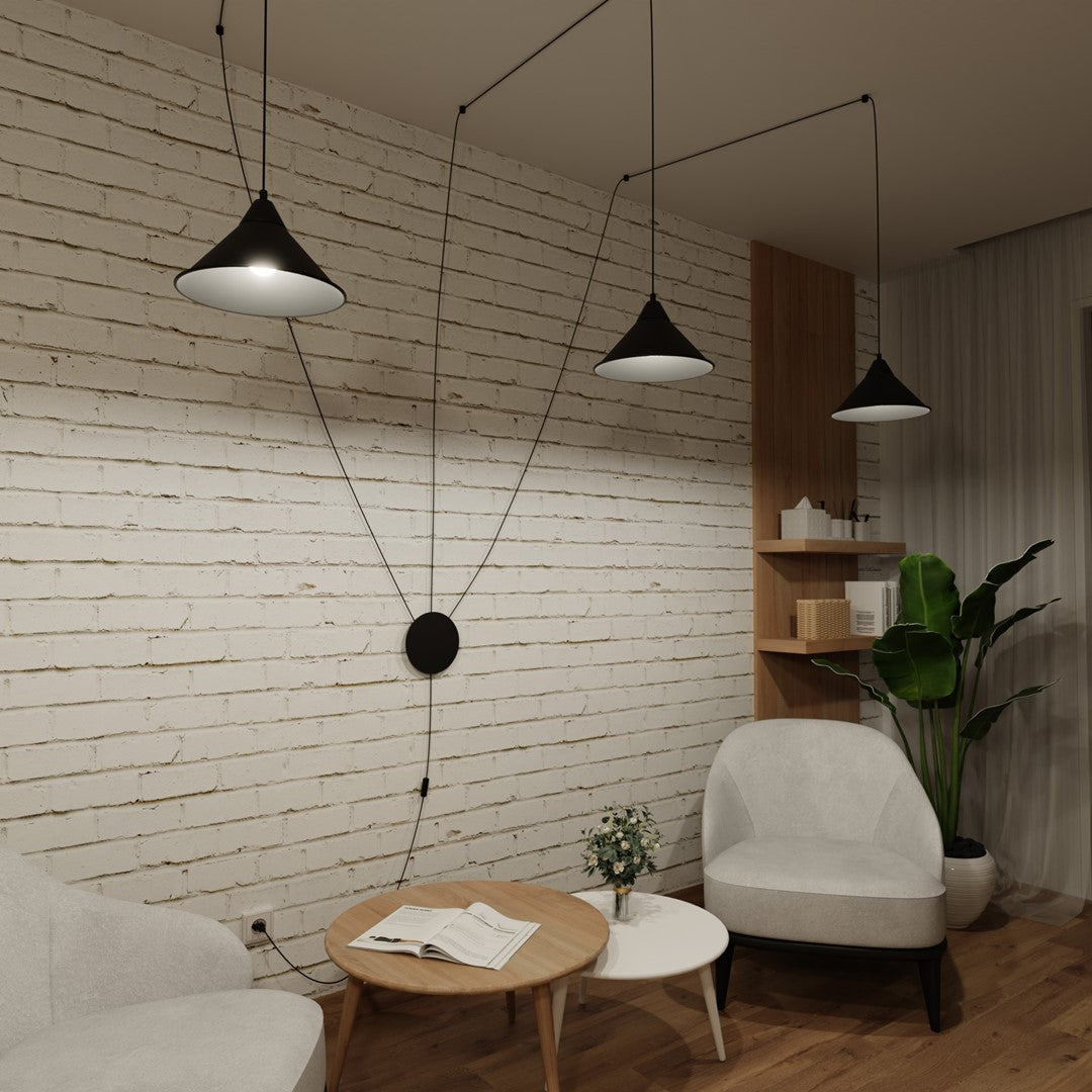 Abramo 3-light black pendant light