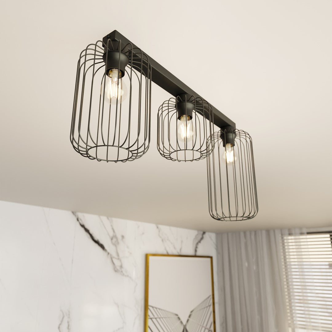 3-light Barn ceiling light black
