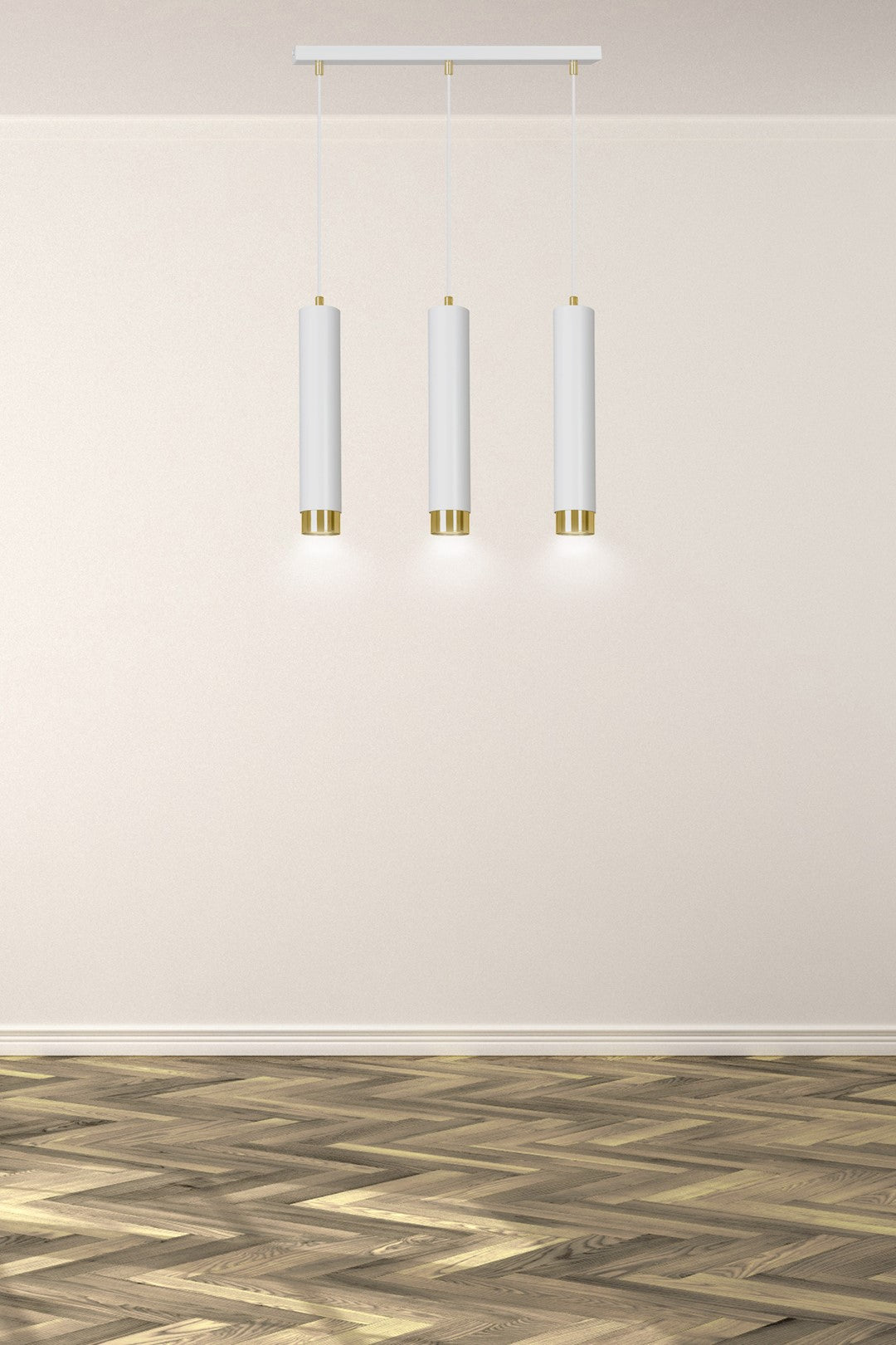 Kibo 3-light pendant lamp in white and gold