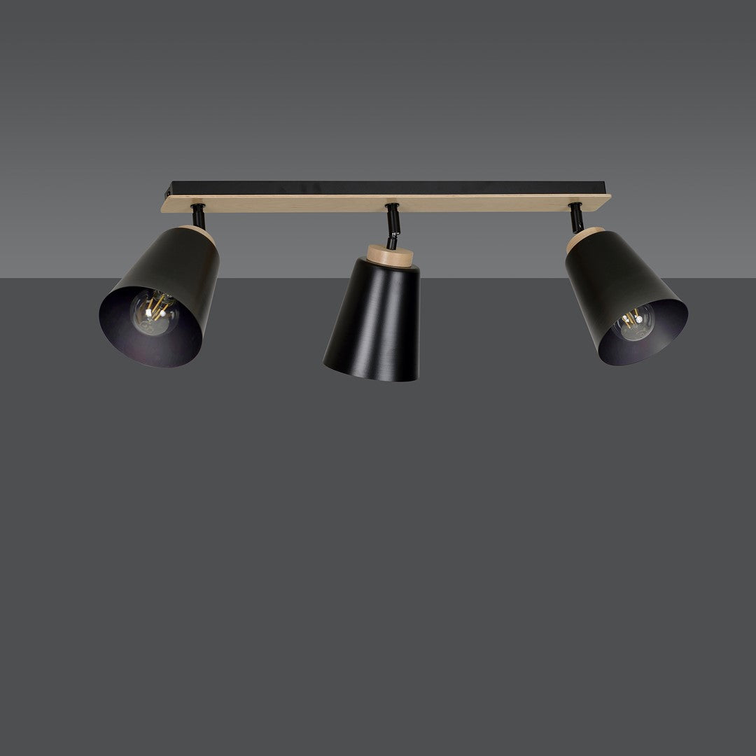 3-light black Atlas spotlight