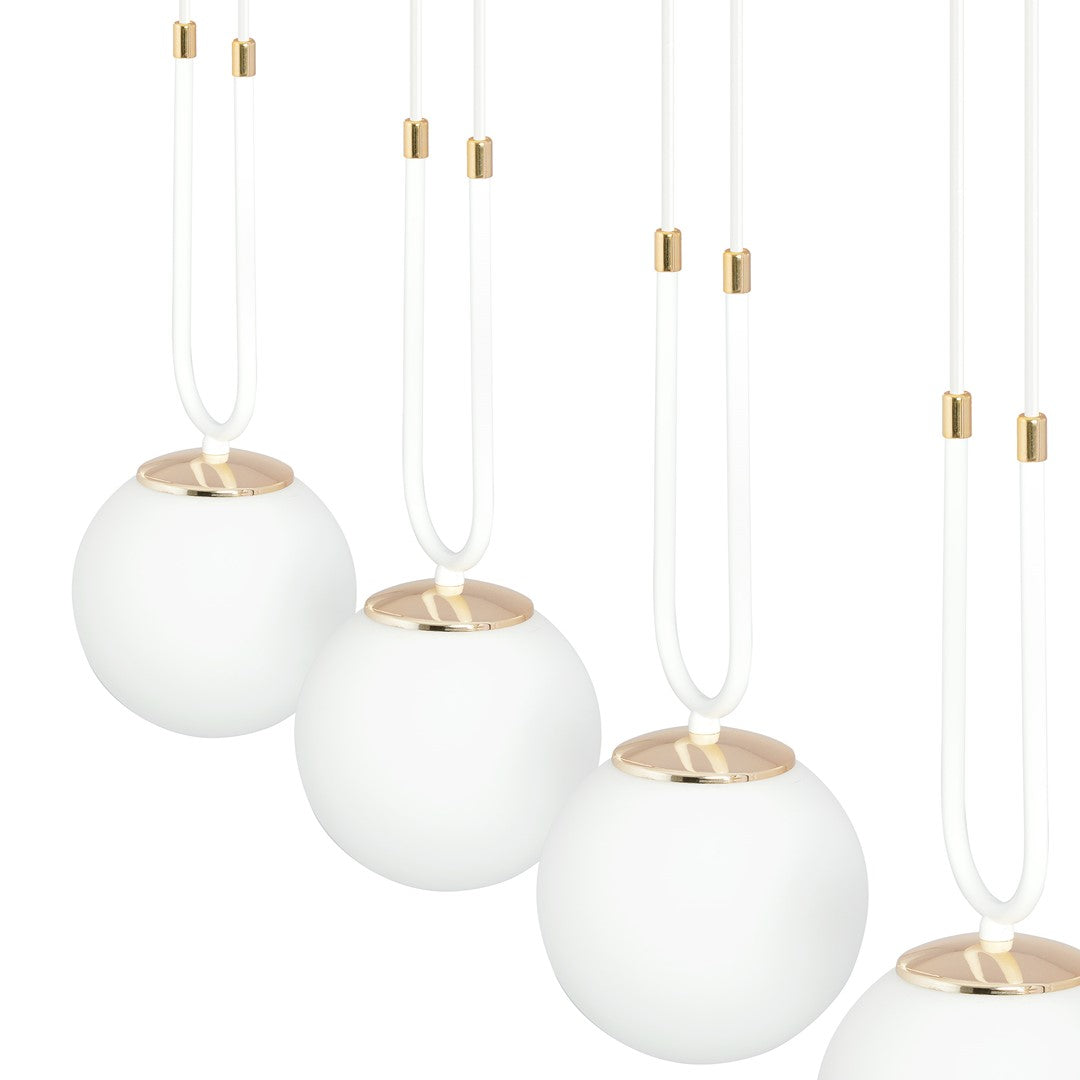 Glam 3-light pendant, white, opal glass