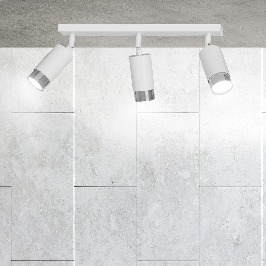 Hiro 3-light spotlight, white and chrome
