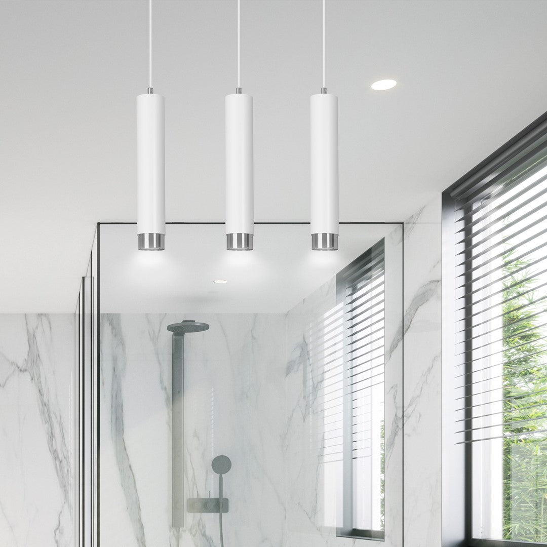 Kibo 3-light pendant lamp in white and chrome