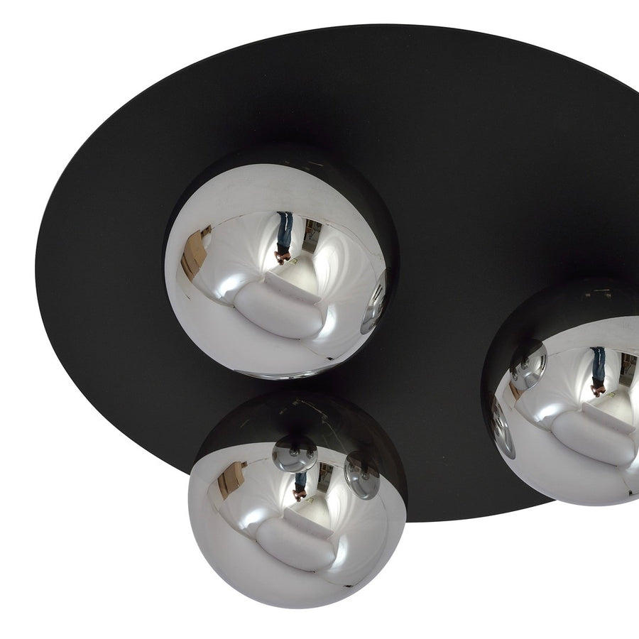 Solar 3-light ceiling light, black, graphite glass