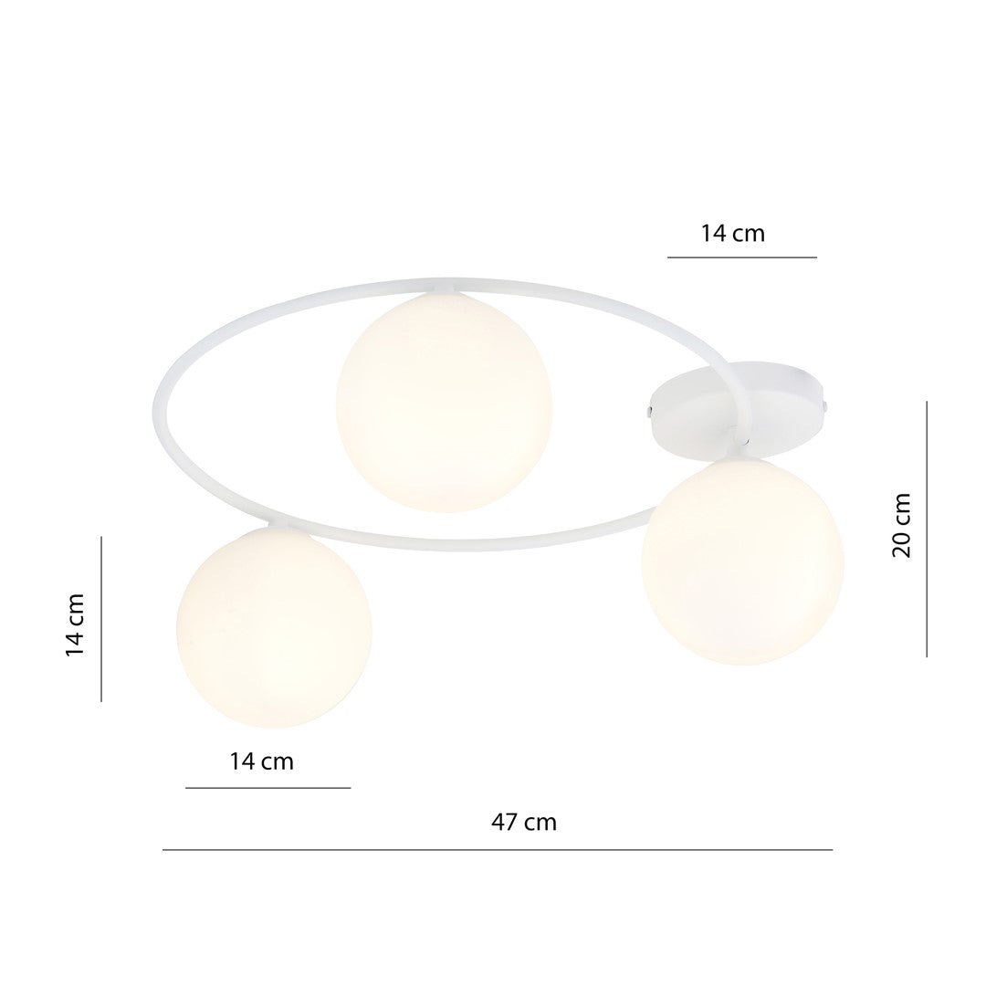 Sopra 3-light ceiling lamp white, opal glass