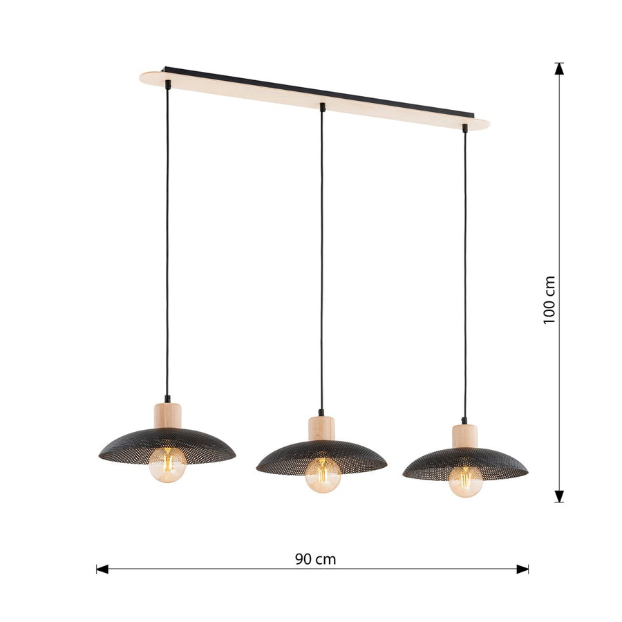 Kobe 3-light black pendant light