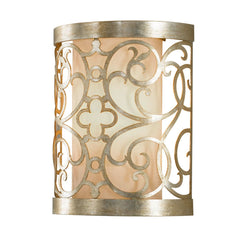 Applique murale Belle Arabesque en lin, feuille d'argent patiné et ivoire, hauteur 24,1 cm