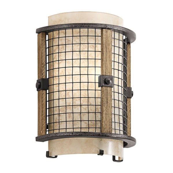 Applique murale Ahrendale en bois, acier et brun, hauteur 25,4 cm