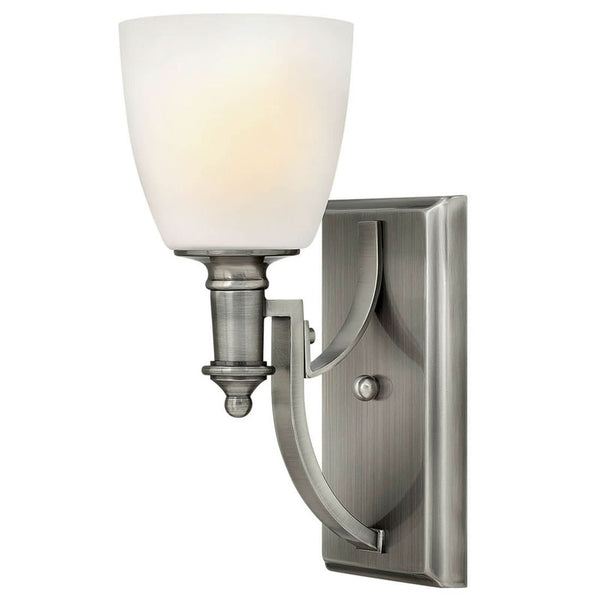 Applique murale Truman en verre, nickel et blanc, hauteur 32,5 cm